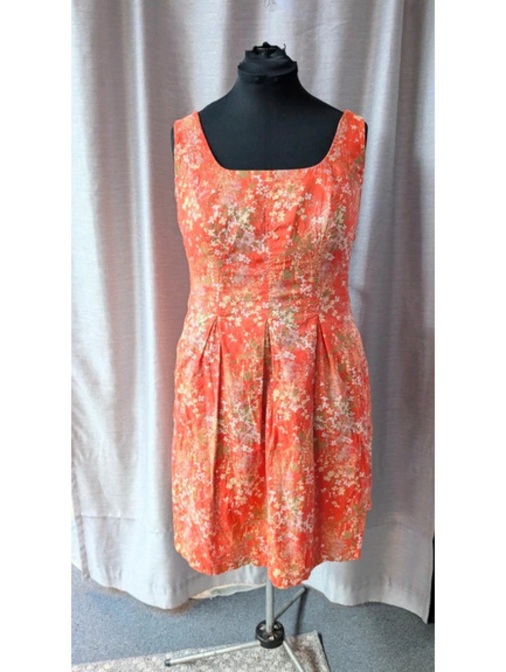 Red Floral Cotton Summer Dress 16 XL